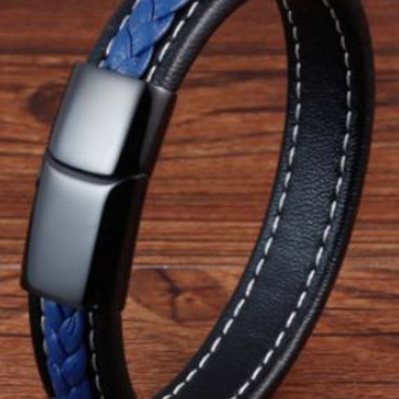 Leather Bracelet Other - Real Leather Bracelet Blue Clasp
